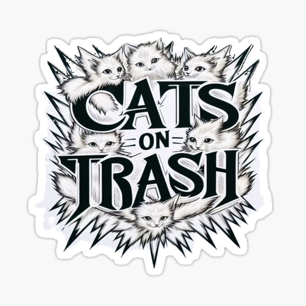 Cats on Trash Sticker