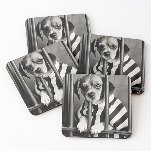 Item preview, Dog in Jail in a Striped Prison Suit, Funny Vintage designed and sold by CheekyAnimalz.