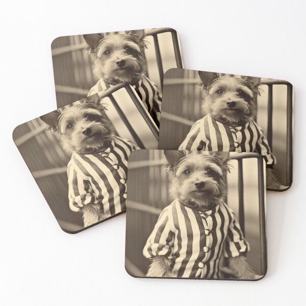 Item preview, Dog in Jail in a Striped Prison Suit, Funny Vintage designed and sold by CheekyAnimalz.