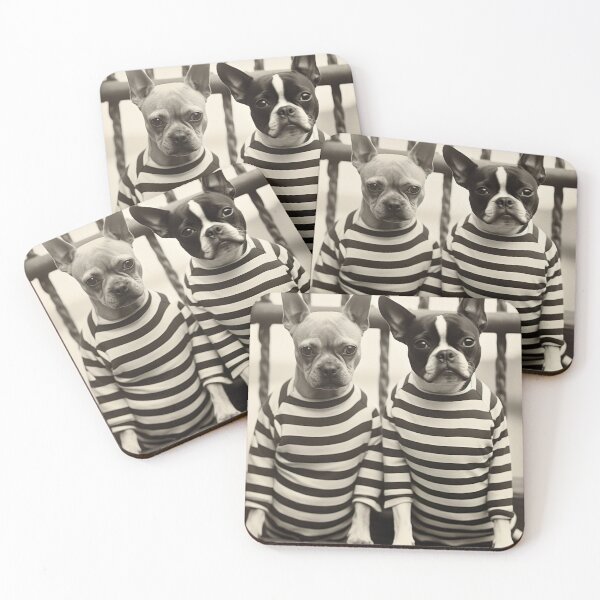 Item preview, Dogs in Jail in a Striped Prison Suit, Funny Vintage designed and sold by CheekyAnimalz.