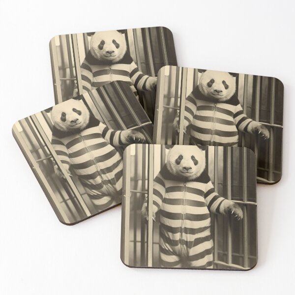 Item preview, Panda in Jail in a Striped Prison Suit, Funny Vintage designed and sold by CheekyAnimalz.