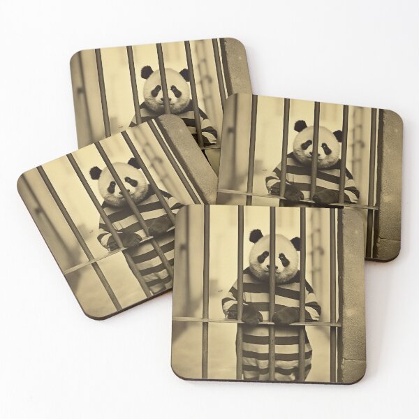 Item preview, Panda in Jail in a Striped Prison Suit, Funny Vintage designed and sold by CheekyAnimalz.
