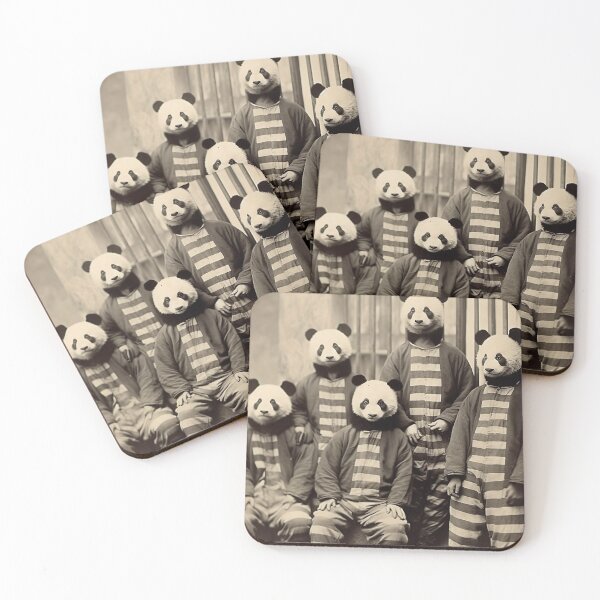 Item preview, Pandas in Jail in a Striped Prison Suit, Funny Vintage designed and sold by CheekyAnimalz.