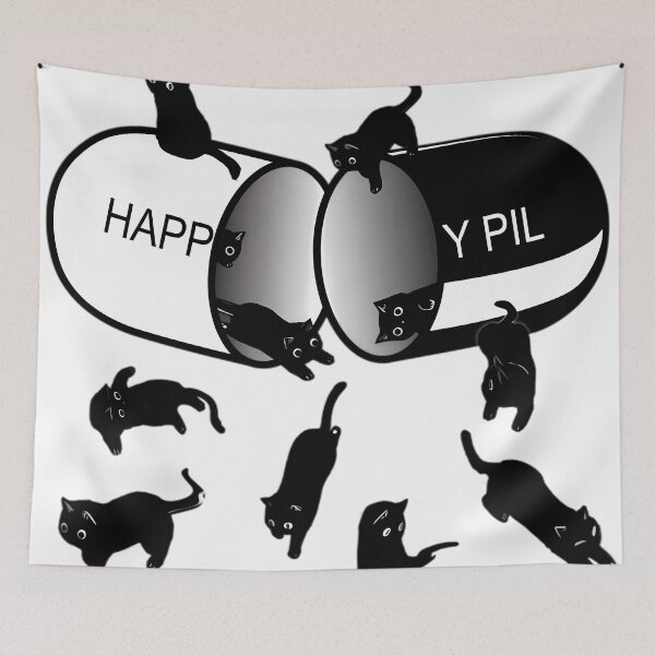 Item preview, black Cat Happy Pil  designed and sold by wesdesignshop.