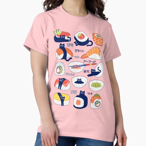 Item preview, Sushi Cat Seaweed with Japanese Typography  - Pink designed and sold by TigaTiga.