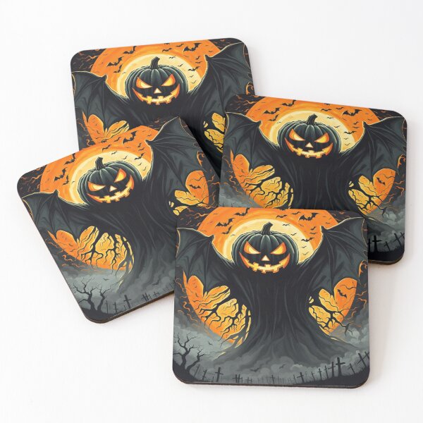 Item preview, Halloween Pumpkin evil with bats in a cemetary designed and sold by JackFreestone.