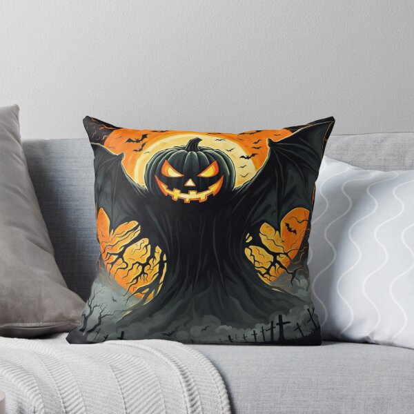 Item preview, Halloween Pumpkin evil with bats in a cemetary designed and sold by JackFreestone.