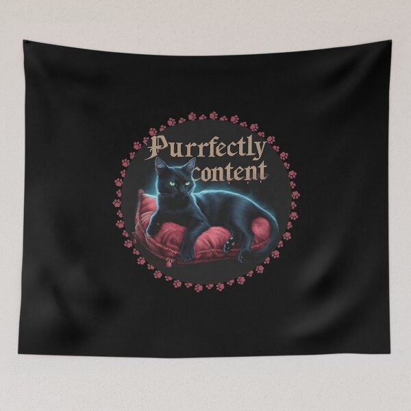 Item preview, PURRFECTLY CONTENT funny cute lazy cat relaxing with pillow design designed and sold by Jt41.