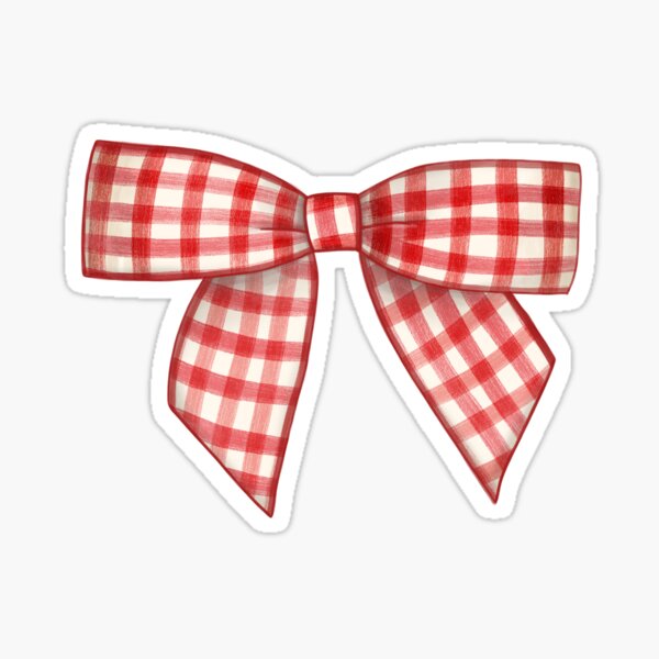 aesthetic gingham red bow Sticker