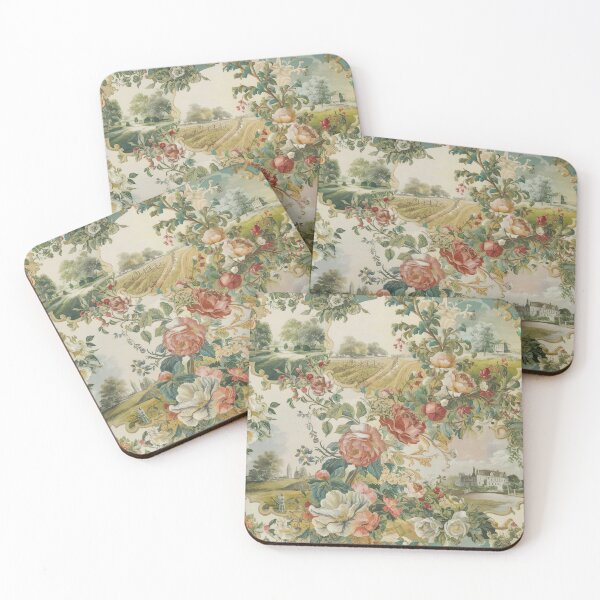 Item preview, Shabby Chic French Toile de Jouy Floral designed and sold by Tamas Das.