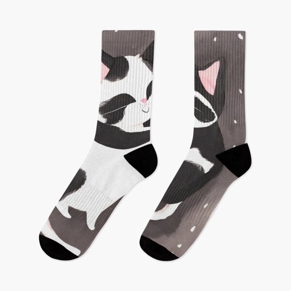 Item preview, Fat black and white cats hugging each other designed and sold by TiffyChaa.