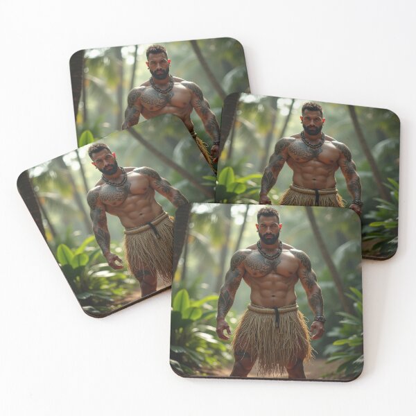 Item preview, Jungle Guardian: Fierce Polynesian Warrior with Tribal Tattoos designed and sold by InkDazzle.