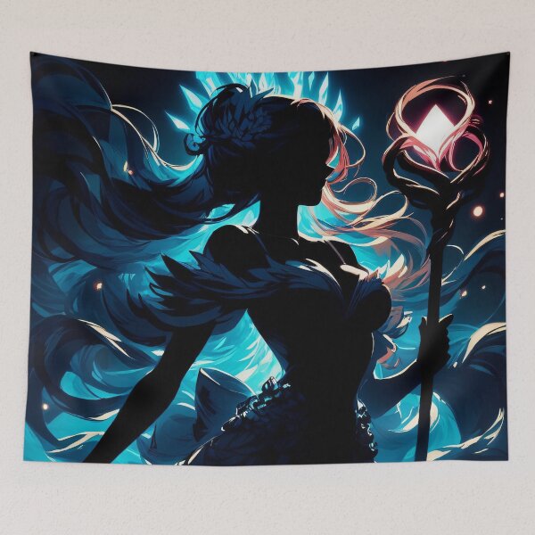Item preview, Fantasy Anime Girl Silhouette with Magical Staff designed and sold by ByteyCreatives.