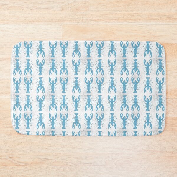 Item preview, Blue and white lobsters block print style nautical ocean fishing coastal  designed and sold by Kimmygowland.