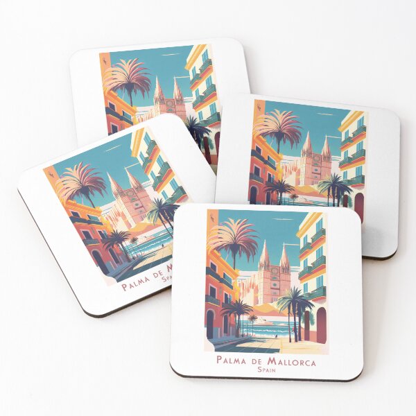 Item preview, Retro travel poster of Palma de Mallorca, Spain - vintage cathedral with Mediterranean flair designed and sold by pod24.