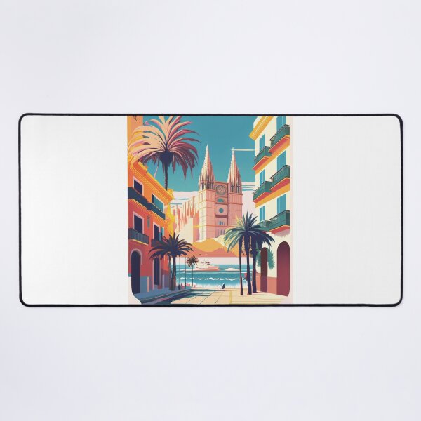 Item preview, Retro travel poster of Palma de Mallorca, Spain - vintage cathedral with Mediterranean flair designed and sold by pod24.