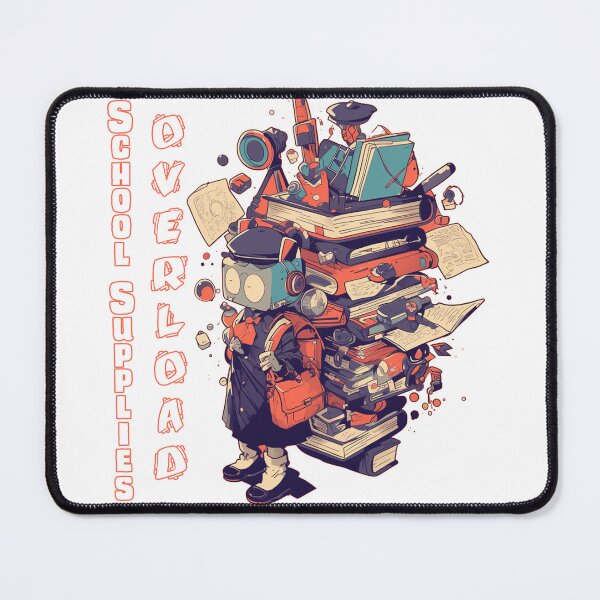 Aperçu de l'œuvre Surcharge de fournitures scolaires : édition Geek Chic créée et vendue par FunMonkeyDesign.