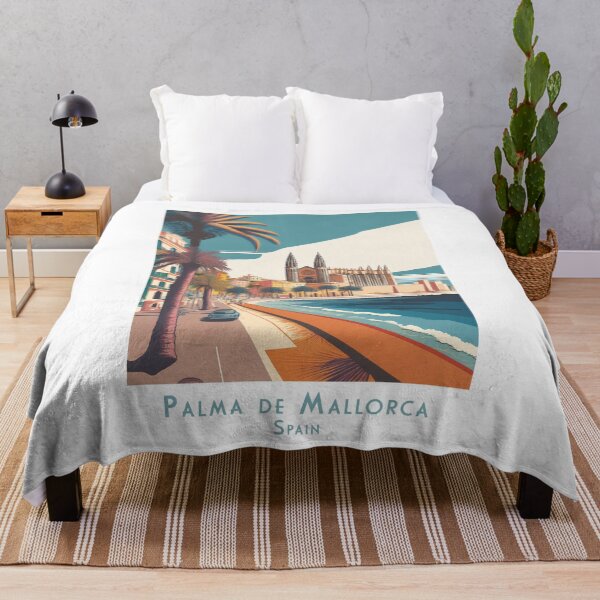 Item preview, Retro travel poster of Palma de Mallorca, Spain - Vintage coastal view with cathedral designed and sold by pod24.