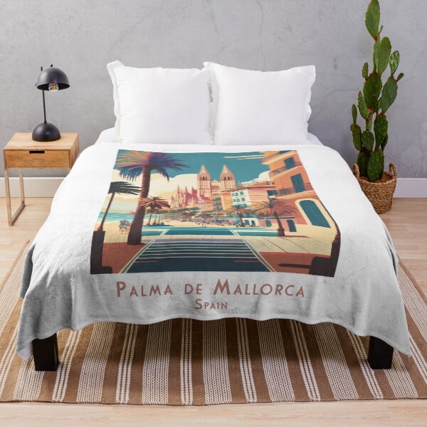 Item preview, Retro travel poster of Palma de Mallorca, Spain - Vintage cathedral and seafront promenade designed and sold by pod24.