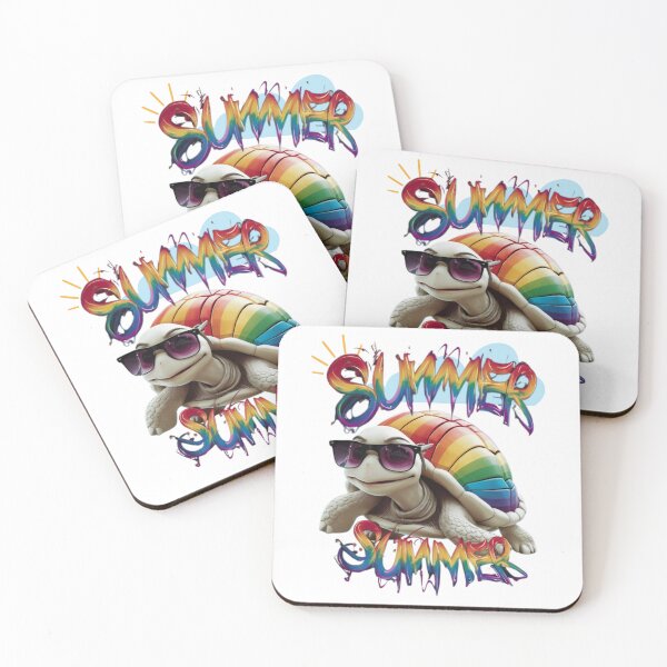 Item preview, Funny summer turtle with glasses and a rainbow shell designed and sold by LeviABI.