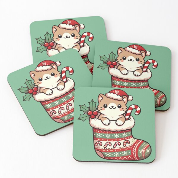 Item preview, Cute Cat in Christmas Stocking designed and sold by CritterManiaUK.