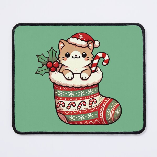 Item preview, Cute Cat in Christmas Stocking designed and sold by CritterManiaUK.