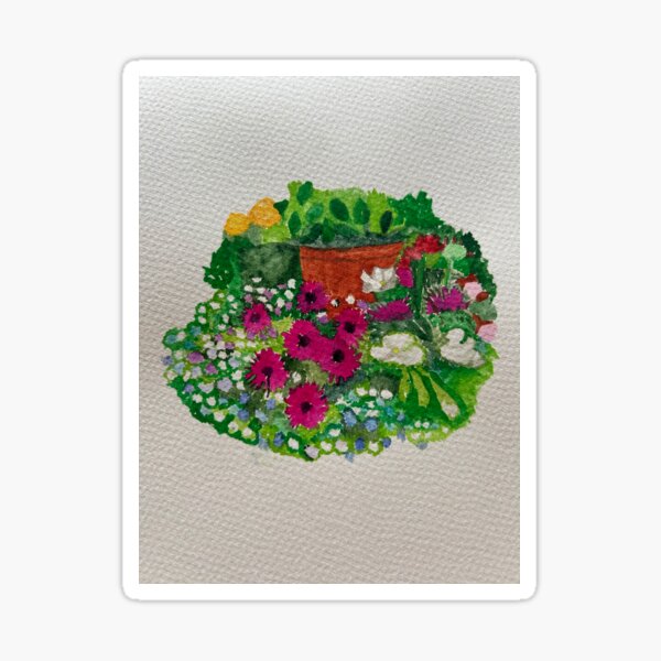 Lobelia and daisies in watercolour Sticker
