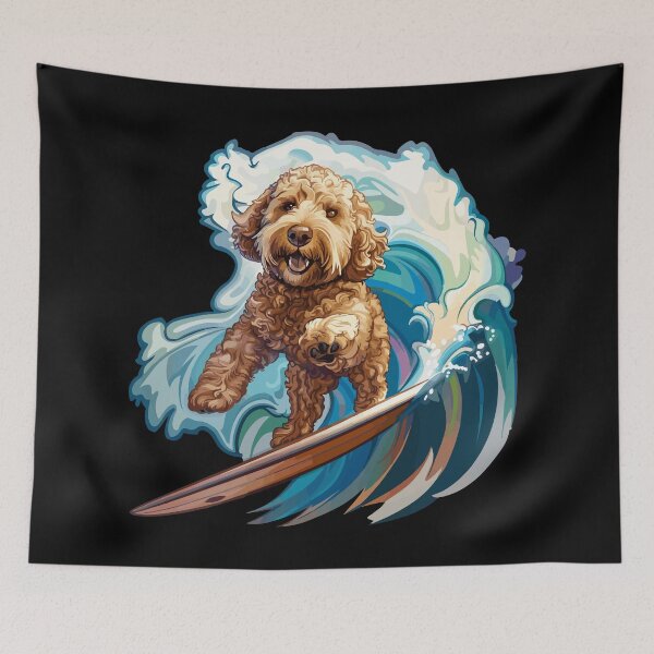 Artikelvorschau, Surfender Goldendoodle entworfen und verkauft von VelvetRoom.