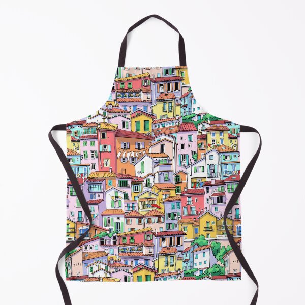 Item preview, Vibrant Mediterranean Houses Art Print designed and sold by ArtLab-store.