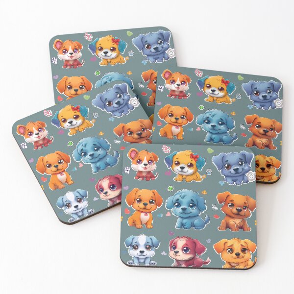 Item preview, Puppy Dog's Stickers and rainbow color, Small Heart, small butterfly, multi colored leaves, yellow puppy, Blue puppy, Rad puppy, The puppy has bright, adorable eyes. designed and sold by CHOKCHAIVONGDEE.
