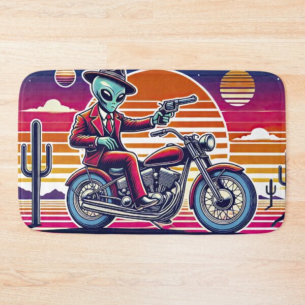 Item preview, Gangster Alien on Motorcycle | Cool Extraterrestrial Biker Art designed and sold by KawaiiCherryPie.