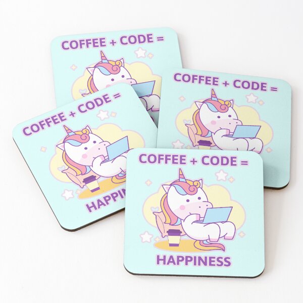 Artikelvorschau, Kaffee + Code = Glück Magisches Einhorn entworfen und verkauft von Circle-Cats.