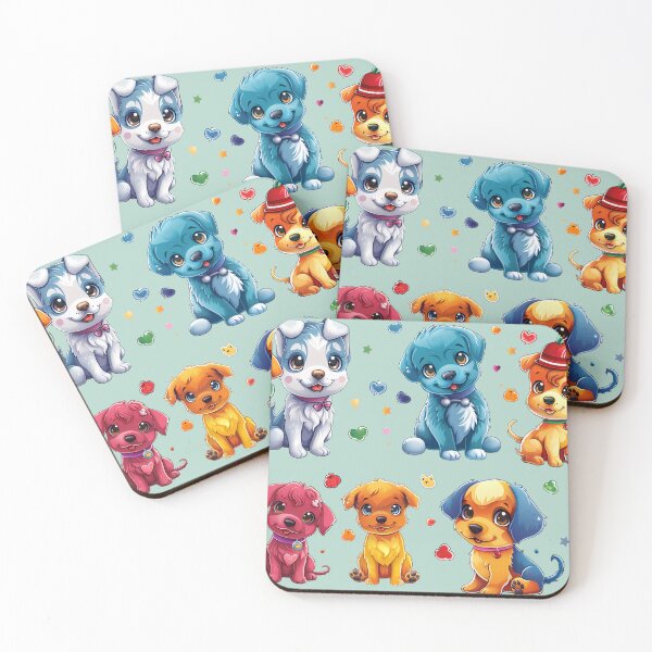 Item preview, Puppy Dog's Stickers and rainbow color, Small Heart, small butterfly, multi colored leaves, yellow puppy, Blue puppy, Rad puppy, The puppy has bright, adorable eyes. designed and sold by CHOKCHAIVONGDEE.