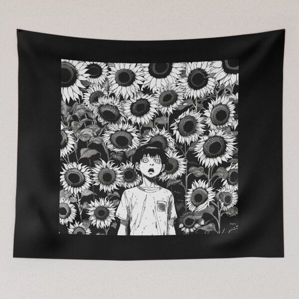 Item preview, Devoured by the Sun – black and white horror manga anime boy designed and sold by ForsakenFrames.