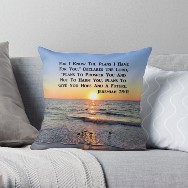 BEAUTIFUL JEREMIAH 29:11 SUNRISE ON THE OCEAN PHOTO Throw Pillow