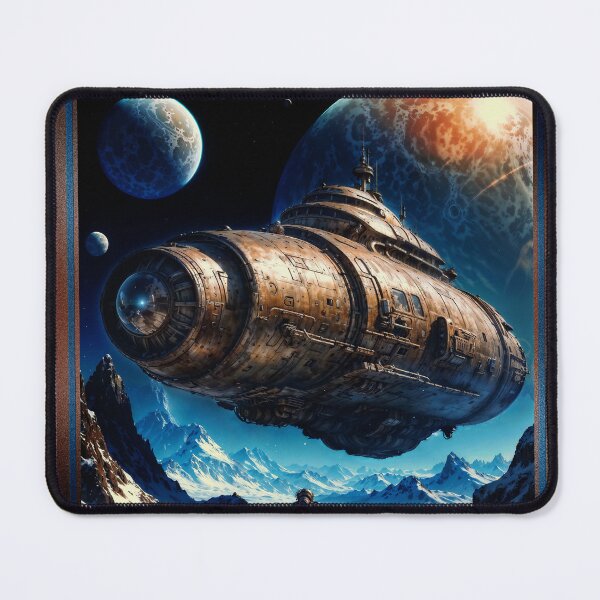 Item preview, The Haivous A Futuristic Interstellar Spacecraft Hovers Over An Alien Planet Astounding AI Concept Art by Xzendor7 designed and sold by Xzendor7 Digital Art Creations.