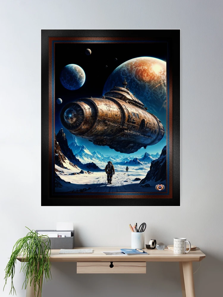 The Haivous A Futuristic Interstellar Spacecraft Hovers Over An Alien Planet Astounding AI Concept Art by Xzendor7 Room Decor Poster Art Print