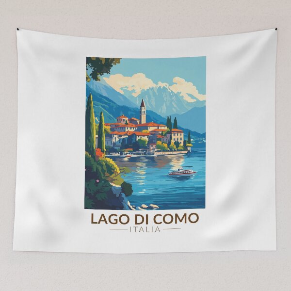 Item preview, Lago di Como Italia Lombardia Travel Art Vintage designed and sold by KrisSidDesigns.