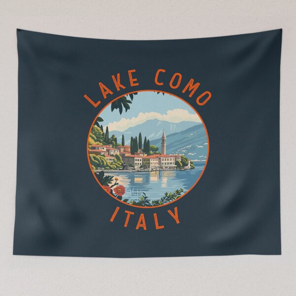 Item preview, Círculo apenado retro del lago Como Italia designed and sold by KrisSidDesigns.