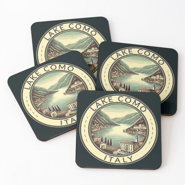 Item preview, Lake Como Italy Illustration Travel Art Badge designed and sold by KrisSidDesigns.