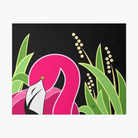 Stylized Pink Flamingo Art Board Print