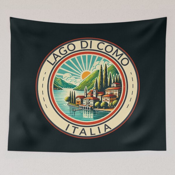 Item preview, Insignia de arte de viaje con ilustración del Lago di Como Italia designed and sold by KrisSidDesigns.
