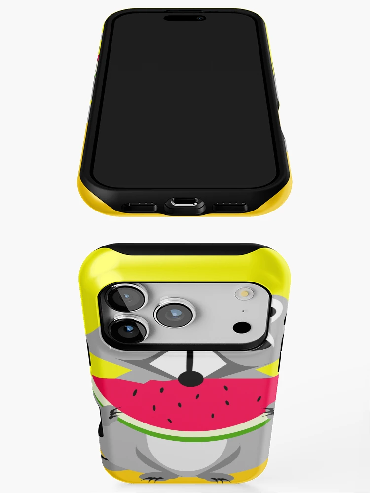 Thumbnail 3 of 4, iPhone Case, Abstract Raccoon Eating Watermelon designed and sold by studioart.
