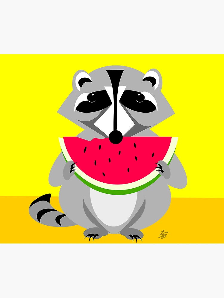 Thumbnail 5 of 5, Mouse Pad, Abstract Raccoon Eating Watermelon designed and sold by studioart.