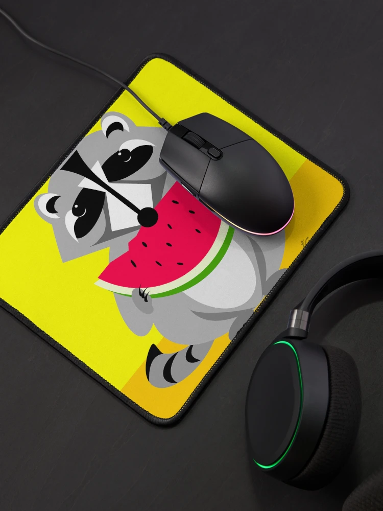 Thumbnail 4 of 5, Mouse Pad, Abstract Raccoon Eating Watermelon designed and sold by studioart.