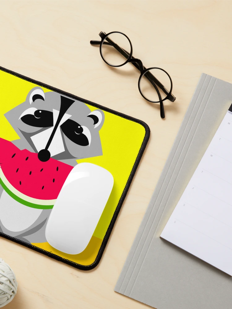 Thumbnail 3 of 5, Mouse Pad, Abstract Raccoon Eating Watermelon designed and sold by studioart.