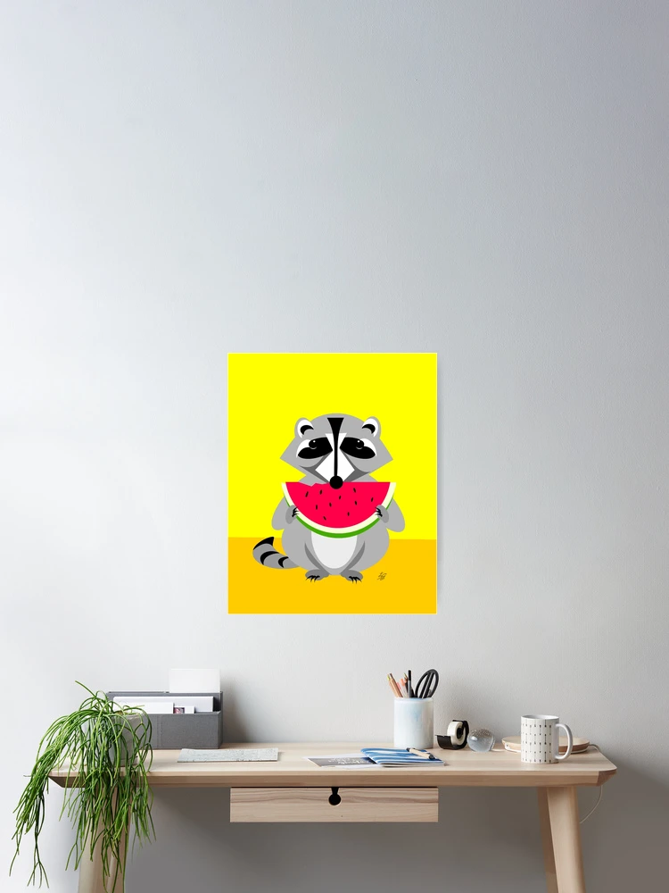 Thumbnail 2 of 3, Poster, Abstract Raccoon Eating Watermelon designed and sold by studioart.
