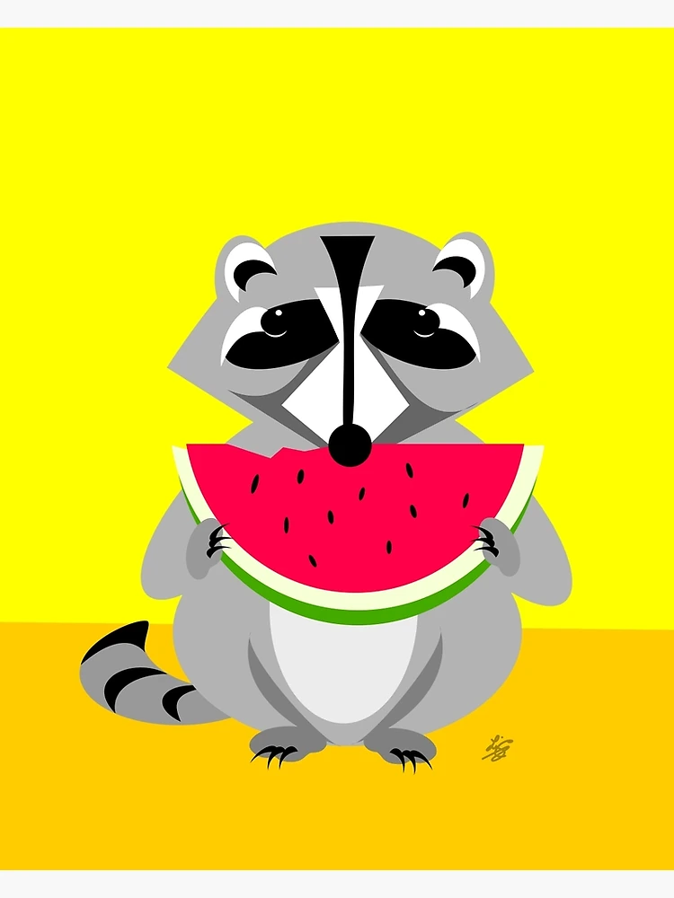 Thumbnail 3 of 3, Poster, Abstract Raccoon Eating Watermelon designed and sold by studioart.