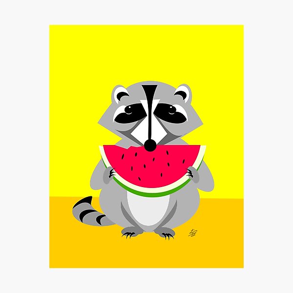 Item preview, Abstract Raccoon Eating Watermelon designed and sold by studioart.