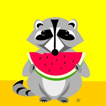 Artwork thumbnail, Abstract Raccoon Eating Watermelon by studioart
